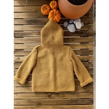 Handmade Kedi Desenli Çocuk Hırkası, El Örgüsü %50 Yün %50 Premium Akrilik Çocuk Hırkası