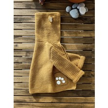 Handmade Kedi Desenli Çocuk Hırkası, El Örgüsü %50 Yün %50 Premium Akrilik Çocuk Hırkası