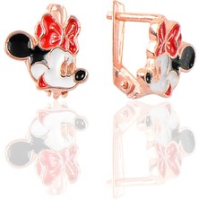 Söğütlü Silver Gümüş  Rose Mineli Klipsli  Çocuk Küpe