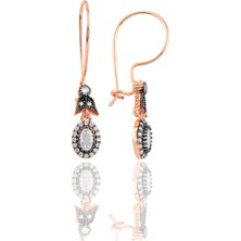 Söğütlü Silver Gümüş Rose Elmas Montürlü Oval Küpe…