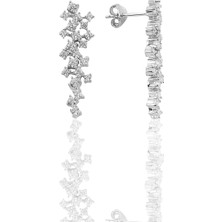 Söğütlü Silver Gümüş Beyaz Altın Rodyumlu Pırlanta Modeli Zirkon Taşlı  Küpe
