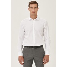 ALTINYILDIZ CLASSICS Erkek Beyaz Ütü Gerektirmeyen Non-iron Slim Fit Dar Kesim %100 Pamuk Armürlü Gömlek