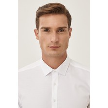 ALTINYILDIZ CLASSICS Erkek Beyaz Ütü Gerektirmeyen Non-iron Slim Fit Dar Kesim %100 Pamuk Armürlü Gömlek