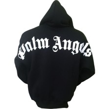 Palm Angels Erkek Siyah Kapüşonlu Owersize Salaş Üç Iplik Sweat Shirt Esk-Plma