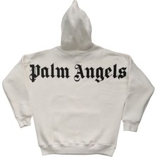 Palm Angels Erkek Krem Rengi Kapüşonlu Owersize Salaş Üç Iplik Sweat Shirt Esk-Plma