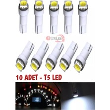 Gürler Oto Aksesuar 10 Adet Gösterge Ampül T5 LED Beyaz Renk Topito Kadran LED 12V 5W