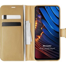 Microsonic Xiaomi Poco X3 Gt Kılıf Delux Leather Wallet Gold