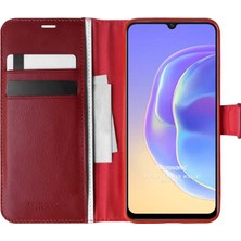 Microsonic Vivo V21E Kılıf Delux Leather Wallet Kırmızı