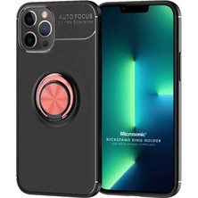 Microsonic Apple iPhone 13 Pro Max Kılıf Kickstand Ring Holder Siyah Rose