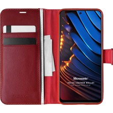 Microsonic Xiaomi Poco X3 Gt Kılıf Delux Leather Wallet Kırmızı