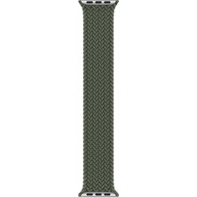 Microsonic Apple Watch Uyumlu Series 7 41MM Kordon, (Small Size, 127MM) Braided Solo Loop Band Koyu Yeşil