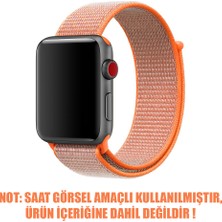 Microsonic Apple Watch Uyumlu Series 7 41MM Hasırlı Kordon Woven Sport Loop Turuncu