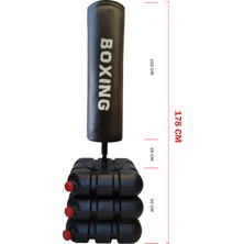 Spor Byfit 178 cm Devrilmez Ayaklı Büyük Boks Vurma Standı + Boks Bandajı + Atlama Ipi - 3'lü Set