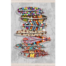 Bazaar Forum Bazaarforum Dekoratif Saçaklı Mermer Desen Yeni Model Pvc Deri Kaymaz Taban Dijital Baskı Halı 80X140CM CK-531