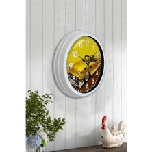 Bahat Tedarik Salon Ofis Duvar Saati Beyaz Alüminyum Metal Çerçeve 40 cm