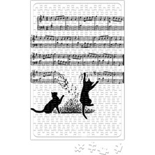 Baskı Dükkanı Yaramaz Komik Müzik Notalı Kedi Cat Puzzle 240 Parça Yapboz