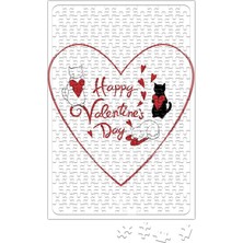 Baskı Dükkanı Aşk Kediler Happy Valentine's Cats Puzzle 240 Parça Yapboz