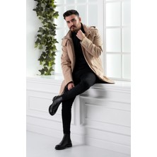 Sir Kapşonlu Kışlık Uzun Şişme Erkek Mont