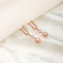 Ravza Gümüş 925 Ayar Gümüş Sallantılı Oval Tektaş Küpe