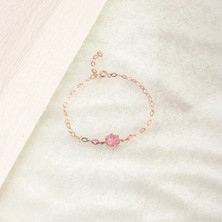 Ravza Gümüş 925 Ayar Gümüş Pembe Lotus Bileklik 