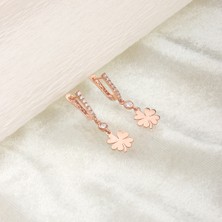 Ravza Gümüş 925 Ayar Gümüş Sallantılı Yonca Küpe