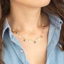 Ravza Gümüş 925 Ayar Gümüş Pullu Nazar Yolu Kolye 