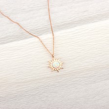 Ravza Gümüş 925 Ayar Gümüş Mineli Güneş Kolye 