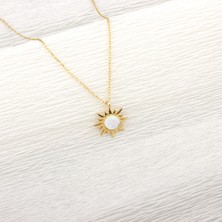 Ravza Gümüş 925 Ayar Gümüş Opal Taşlı Güneş Kolye 