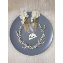 Kontes Gelin Tacı Saç Aksesuarı ve Küpe