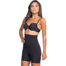 Emay Siyah Emay 2075 Yüksek Bel Desenli Double Kısa Paça Korse