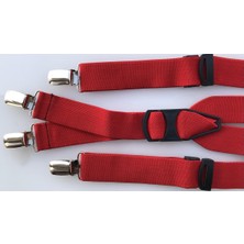 Kemer Sepeti Kırmızı Pantolon Askısı 4 Klipsli