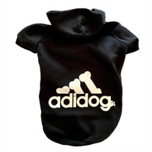 Kemique Siyah Adidog Kapşonlu Duo Kedi Sweatshirt Kedi Kazağı Xxl