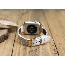 Bouletta Apple Watch Uyumlu Deri Kordon 38-40MM Ferro F3 Beyaz