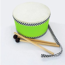 Ayas Eğitici Oyuncak Deri Oyuncak Askılı Çocuk Davulu 18 cm - Yeşil