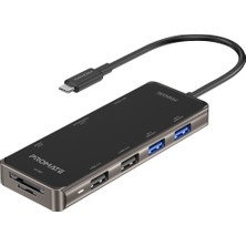 Promate Prımehub-Go - USB Hub Type-C'den, USB, HDMI, Ethernet ve Md&sd Kart Okuyucuyu