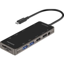 Promate Primehub-Pro - USB Hub Ultra Hızlı Type-C, USB, HDMI, Ethernet, Kart Okuyucu