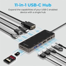 Promate Primehub-Pro - USB Hub Ultra Hızlı Type-C, USB, HDMI, Ethernet, Kart Okuyucu