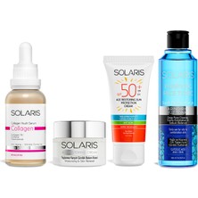 Solaris Collagen Youth Serum 30 ml ve  Anti Age Bakım Kremi 50 ml ve  Güneş Kremi 50 ml ve Tonik 200 ml