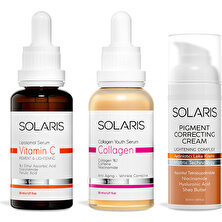 Solaris C Vitamin Cilt Serumu 30 ml ve  Cilt Serumu 30 ml ve Aydınlatıcı Leke Kremi 50 ml