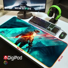 Digipod RGB Gaming Oyuncu Mousepad 90X40 XXL  Kaymaz Taban BATTLEFİELD 4mm  Kalınlık