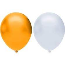 Bal10 Dünyası Metalik Balon Seti 20 Adet ( Beyaz, Turuncu)