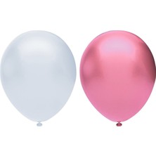 Bal10 Dünyası Metalik Balon Seti 20 Adet ( Beyaz, Pembe)