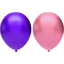Bal10 Dünyası Metalik Balon Seti 20 Adet ( Pembe, Mor)