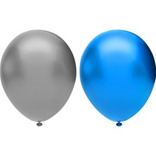 Bal10 Dünyası Metalik Balon Seti 50 Adet ( Koyu Mavi, Gümüş)