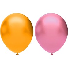 Bal10 Dünyası Metalik Balon Seti 50 Adet ( Pembe, Turuncu)