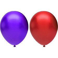 Bal10 Dünyası Metalik Balon Seti 50 Adet ( Kırmızı, Mor)