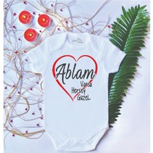 Limon Bebek Baskılı Ablam Varsa Her Şey Güzel Pamuklu Çıtçıtlı Body Zıbın