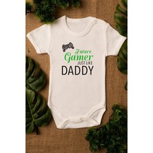Limon Erkek Ekru Bebek Gamer Daddy Baskılı Çıtçıtlı