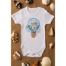 Limon Beyaz Bebek Balina Baskılı Çıtçıtlı Body