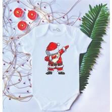 Limon Unisex Bebek Baskılı Noel Baba Pamuklu Çıtçıtlı Body Zıbın